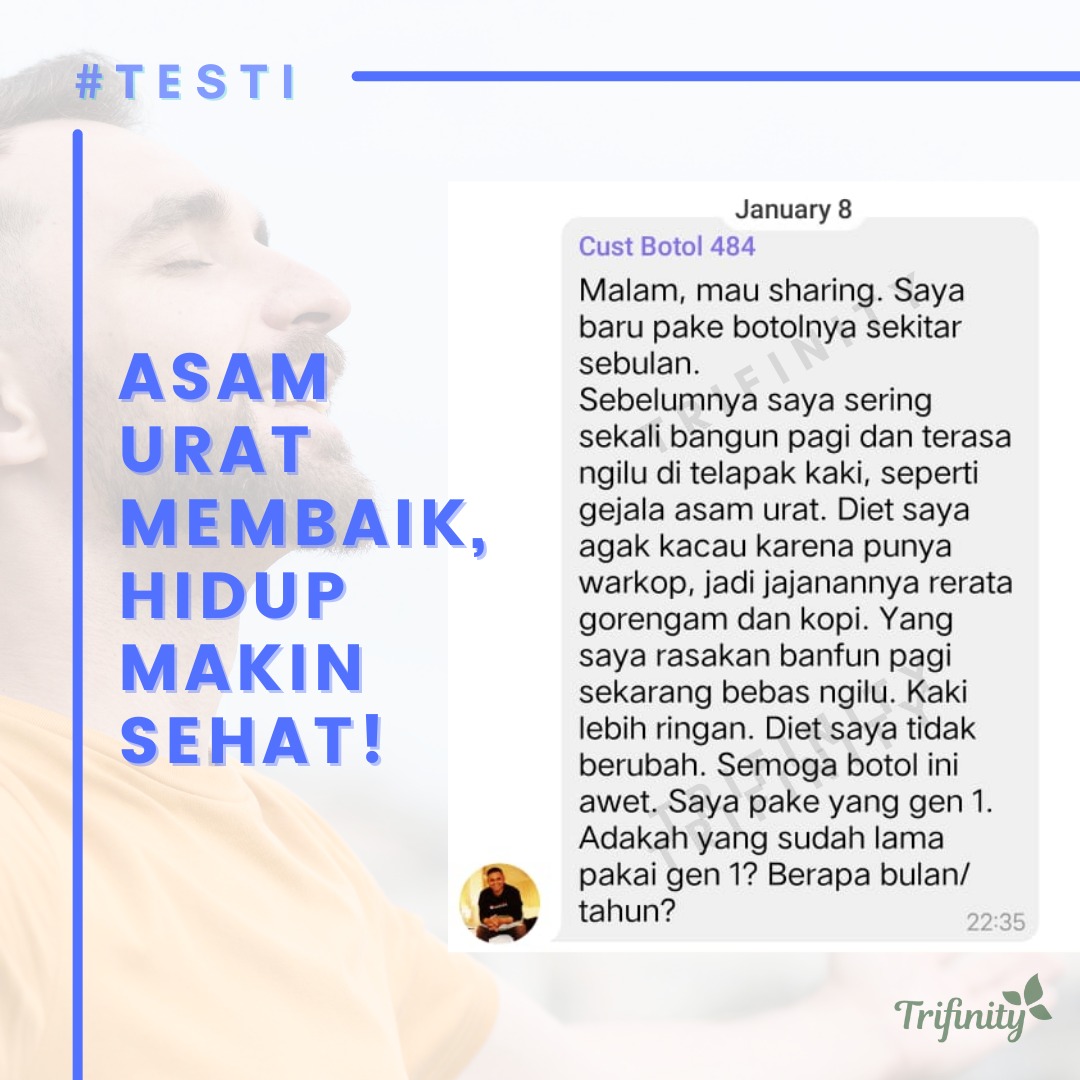 Testimoni kolesterol asam urat hipertensi botol trifinity