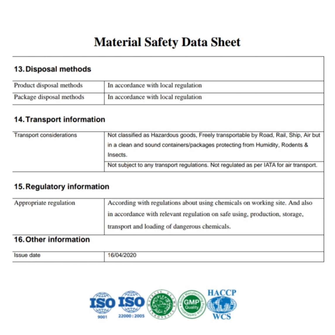 MSDS slimtrifinity