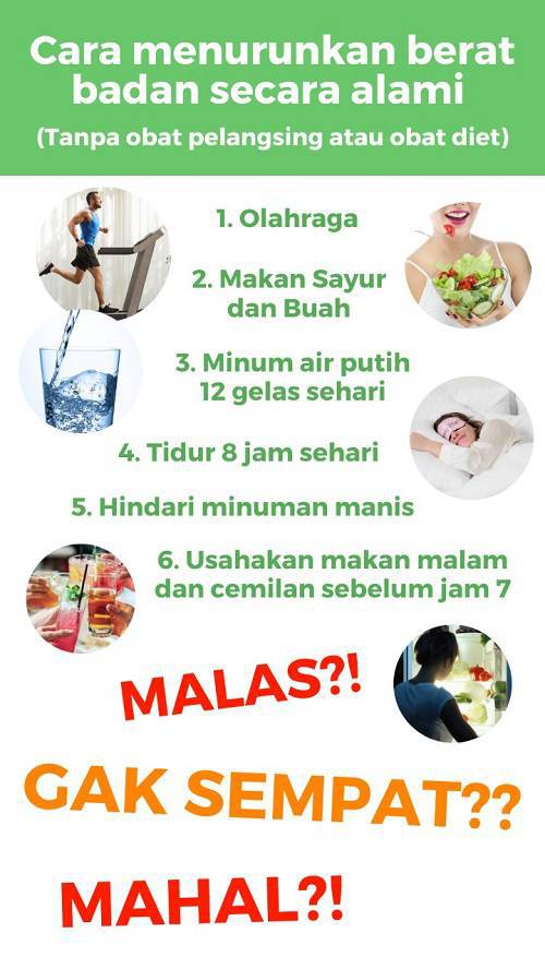 Cara menurunkan berat badan secara alami tanpa obat diet atau tanpa obat pelangsing