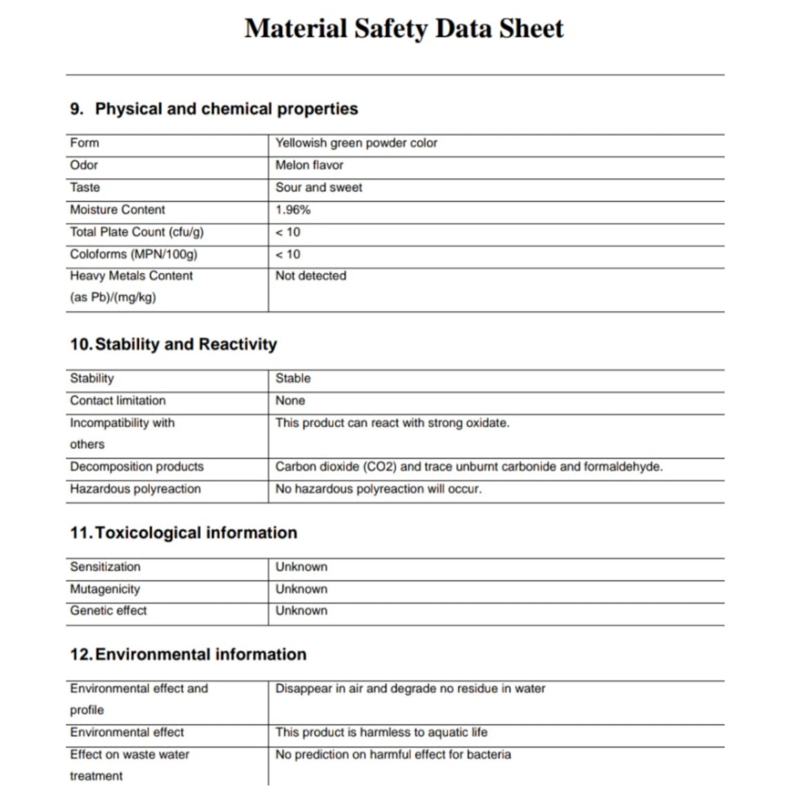 MSDS slimtrifinity