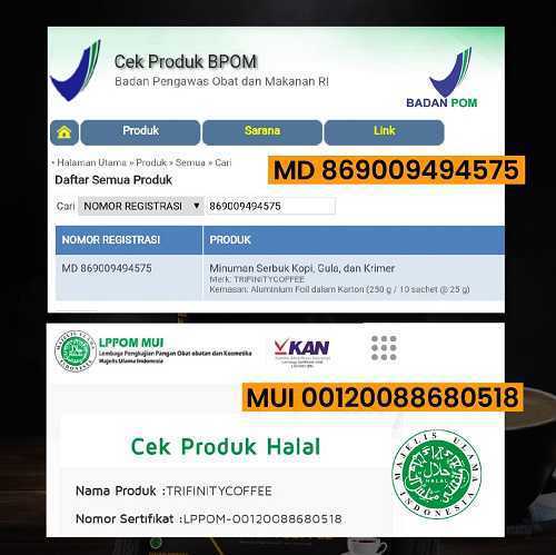sertifikasi Bpom Mui halal kopi trifinity